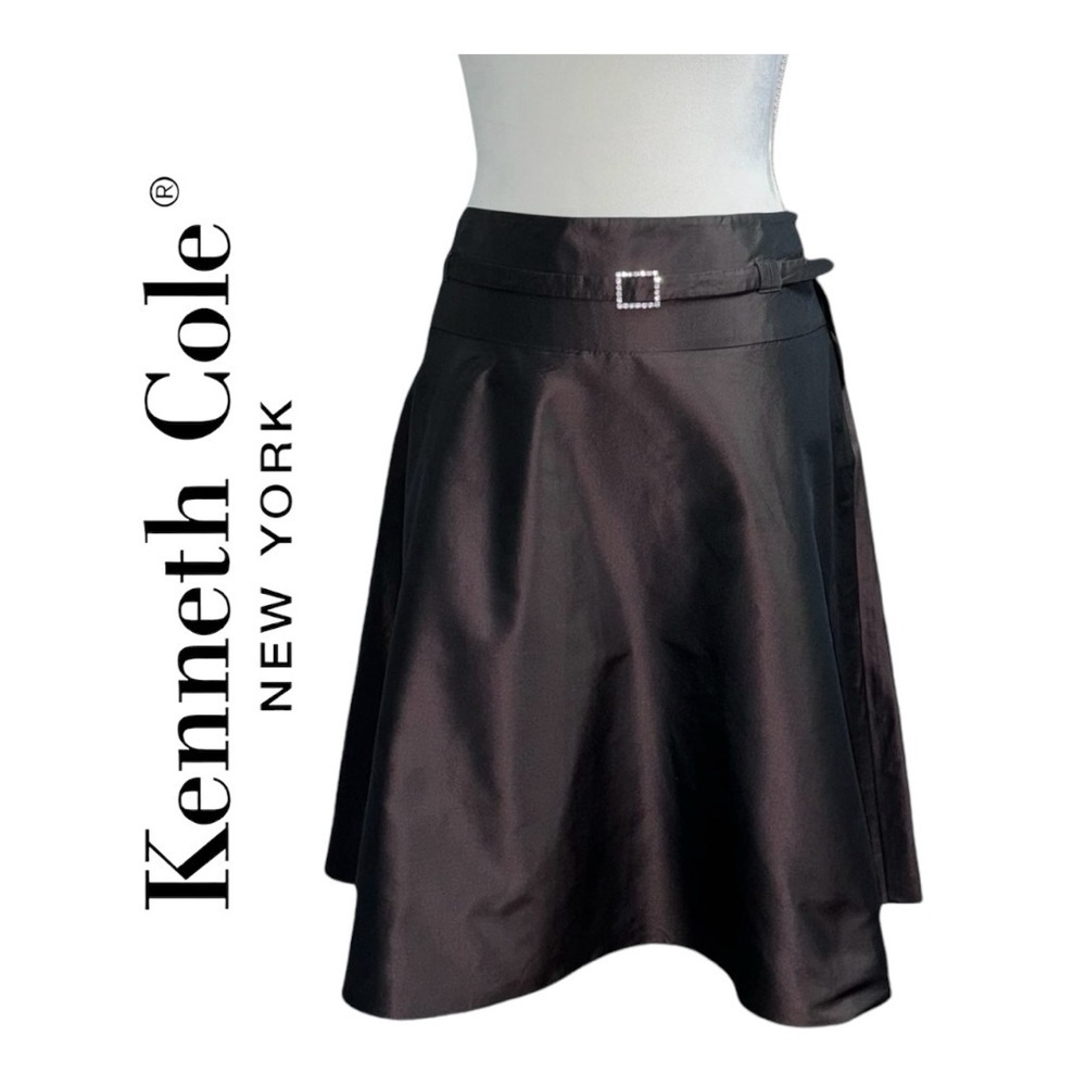 Kenneth Cole (NWT) Metallic Fully Lined A-Line skirt w/Belt, Size 10
